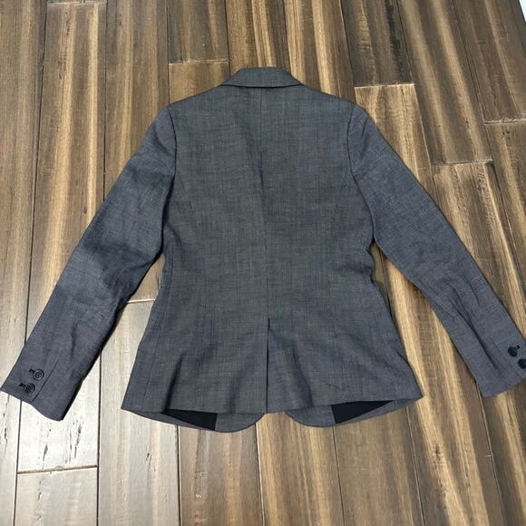 Women’s Theory Charcoal Gray Sz S Blazer Shoulder Pads Office Professional Wool - Picture 10 of 12